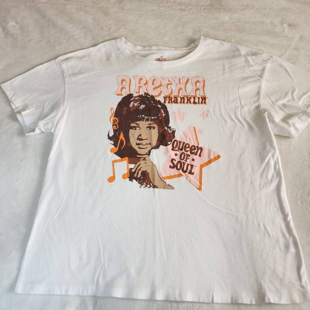Aretha Franklin Queen of Soul White Graphic Tshirt Size XL